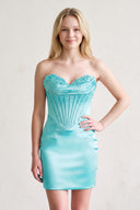 Aqua Aqua - Sheath Sweetheart Corset Homecoming Dresses with Appliques | KISSPROM