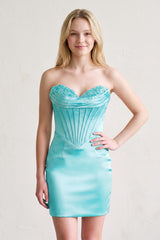 Aqua Aqua - Sheath Sweetheart Corset Homecoming Dresses with Appliques | KISSPROM