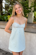 Aqua Spaghetti Straps Sheath Satin Homecoming Dress With Beading | KISSPROM
