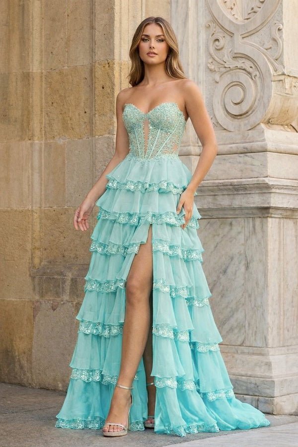 long aqua blue dress Divinity Long Sleeve Dress