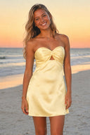 Talyra | Yellow - Strapless A Line Short Homecoming Dress With Keyhole