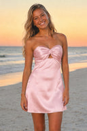 Talyra | Pink - Strapless A Line Short Homecoming Dress With Keyhole