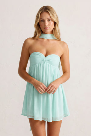 Aqua Sweetheart Ruched A-Line Chiffon Homecoming Dress (3) | KISSPROM
