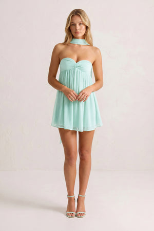 Aqua Sweetheart Ruched A-Line Chiffon Homecoming Dress (5) | KISSPROM