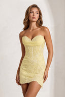 Yellow Sweetheart Sheath Embroidered Appliqued Corset Homecoming Dress | KISSPROM