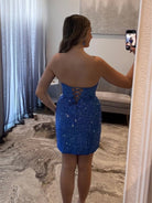 Aracelia | Royal Blue - Sheath Sweetheart Beaded Cut Out Short Homecoming Dresses