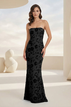 Blue Strapless Sheath Floral Sequins Long Formal Prom Dresses – Prom Dress by KissProm | Available at KissProm