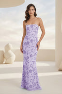 Blue Strapless Sheath Floral Sequins Long Formal Prom Dresses – Prom Dress by KissProm | Available at KissProm