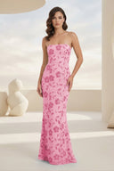 Blue Strapless Sheath Floral Sequins Long Formal Prom Dresses – Prom Dress by KissProm | Available at KissProm