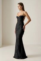 Aravyn | Yellow - Spaghetti Straps Sheath Long Prom Dresses With Floral Embroidery - KissProm