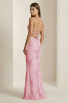 Aravyn | Yellow - Spaghetti Straps Sheath Long Prom Dresses With Floral Embroidery - KissProm