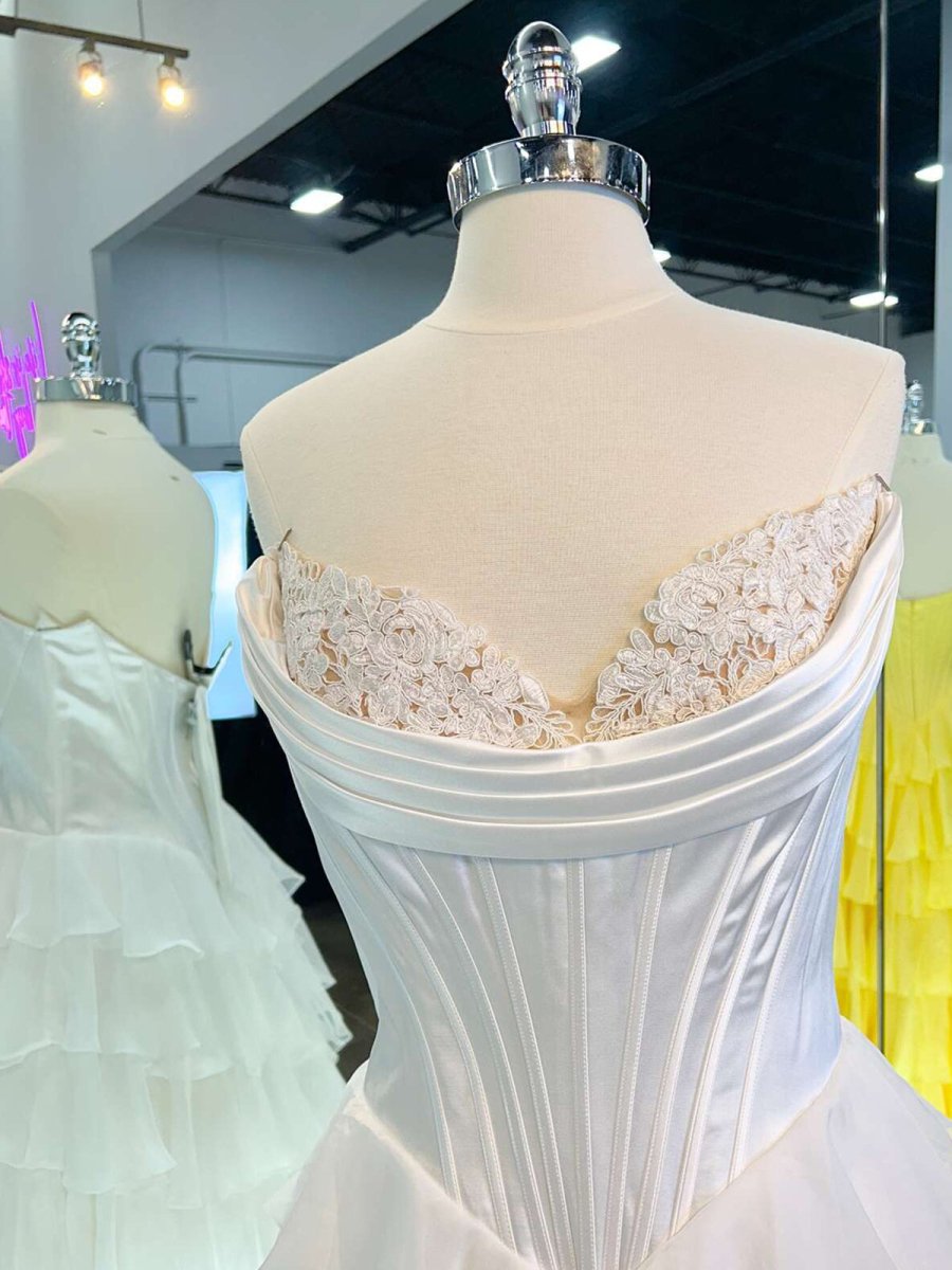 Ardea | Strapless A-Line Ruffle Long Prom Dress With Split