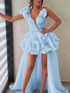 Ariwen | Hot Pink - One Shoulder Organza High Low Homecoming Dress With Ruffles