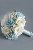Artificial Blue Rose Cascade Wedding Flower Bouquets - KissProm