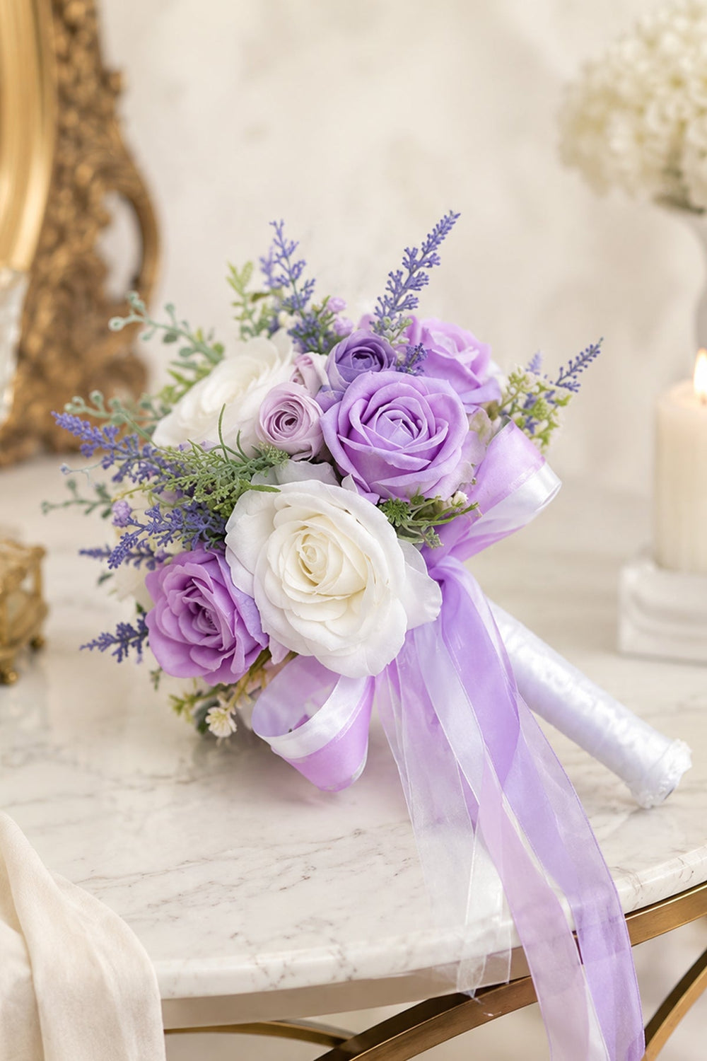 Artificial Rose Flower Cascade Wedding Flower Bouquets - KissProm Accessories