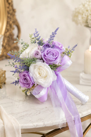 Artificial Rose Flower Cascade Wedding Flower Bouquets - KissProm Accessories