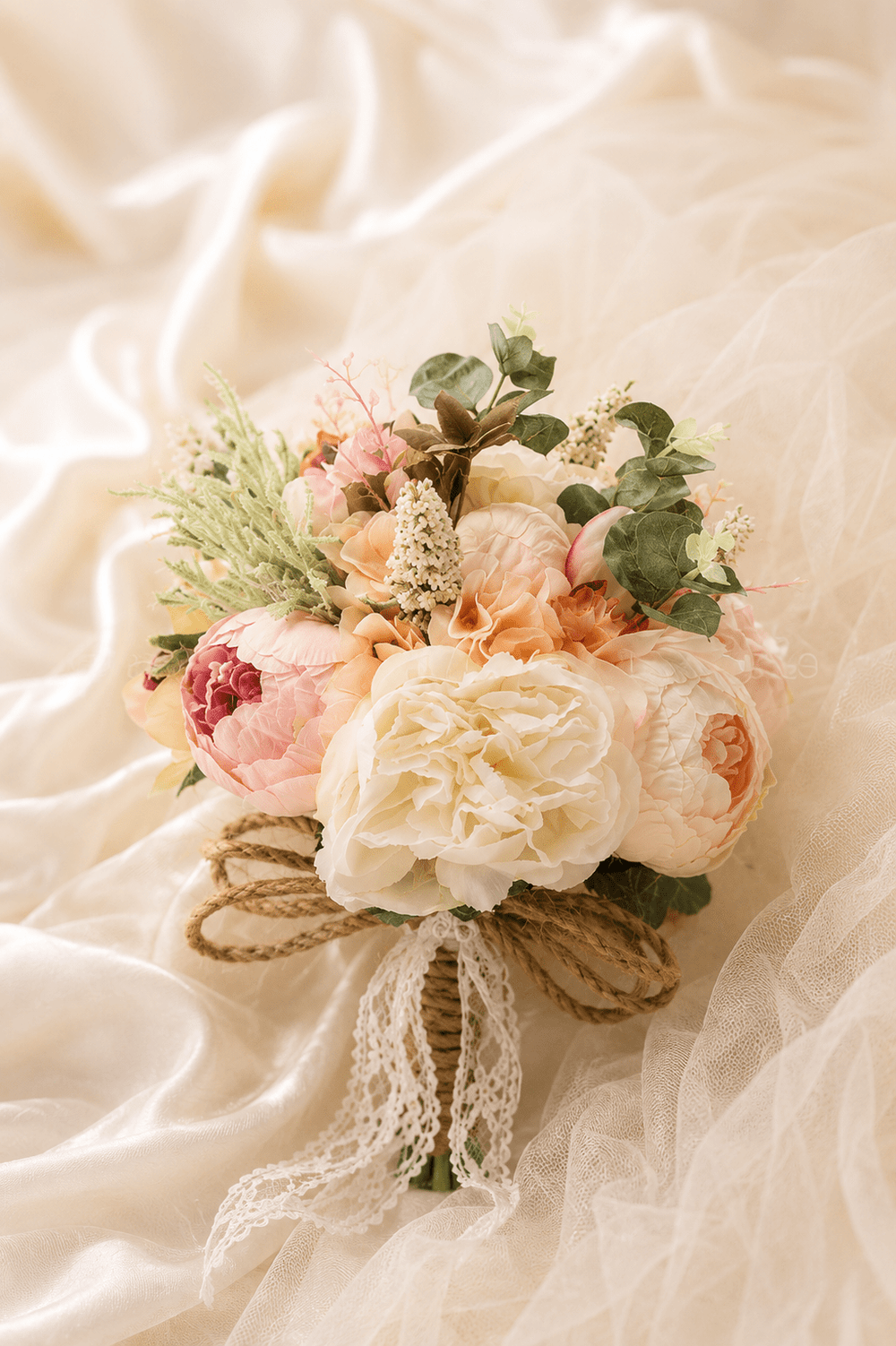 Artificial Silk Rose Peony Wedding Bridal Bouquets - KissProm Accessories