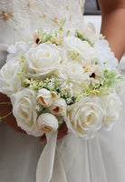 Artificial Silk Roses Wedding Bridal Bouquets - KissProm