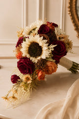 Artificial Sunflower Rose Cascade Wedding Flower Bouquets - KissProm Accessories