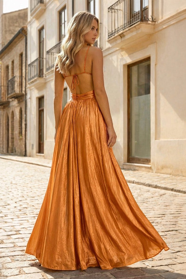 orange metallic dress Suzu Orange Metallic Strapless Mini Dress - US 10
