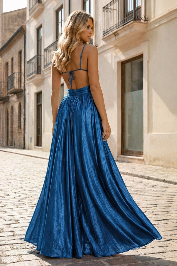 metallic blue dress Sherri Hill 56085