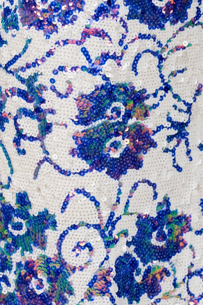 Astral | Blue - Strapless Mermaid Sequined Cutout Long Formal Prom Dresses With Slit - KissProm