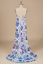 Astral | Blue - Strapless Mermaid Sequined Cutout Long Formal Prom Dresses With Slit - KissProm