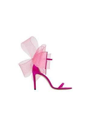 Asymmetric Bow - Embellished Satin High Heel Sandals - KissProm