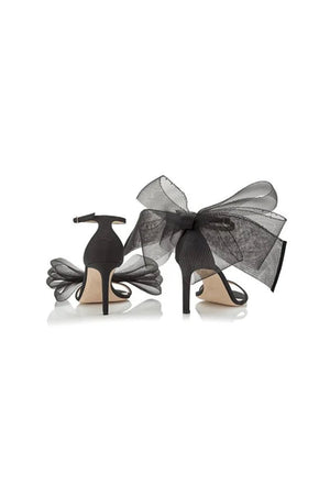 Asymmetric Bow - Embellished Satin High Heel Sandals - KissProm