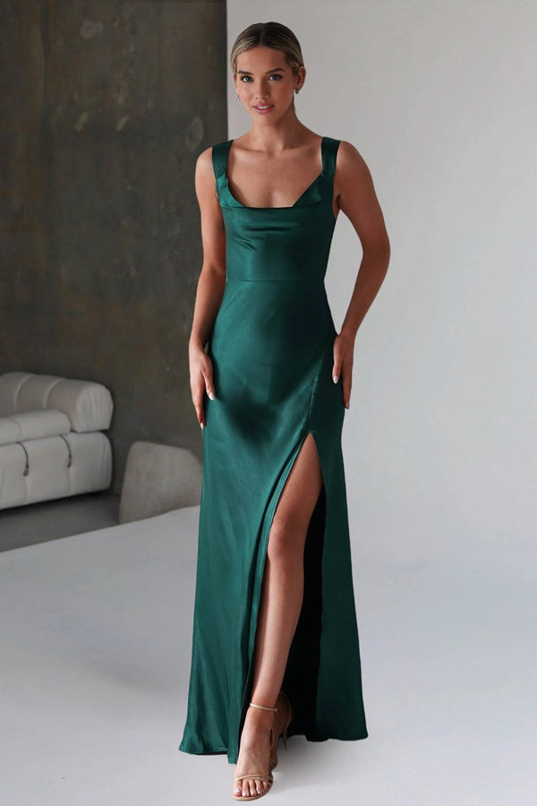 square neck satin maxi dress ASOS DESIGN Bridesmaid satin square neck maxi dress in soft yellow