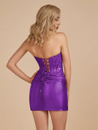 Auri | Purple - Bodycon Sweetheart Corset Metallic Homecoming Dress with Lace Appliques - KissProm