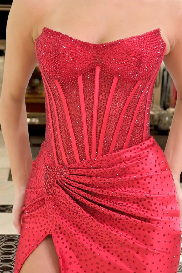 Aurorae | Mermaid Scoop Neck Navy Velvet Long Prom Dresses With Beading - KissProm