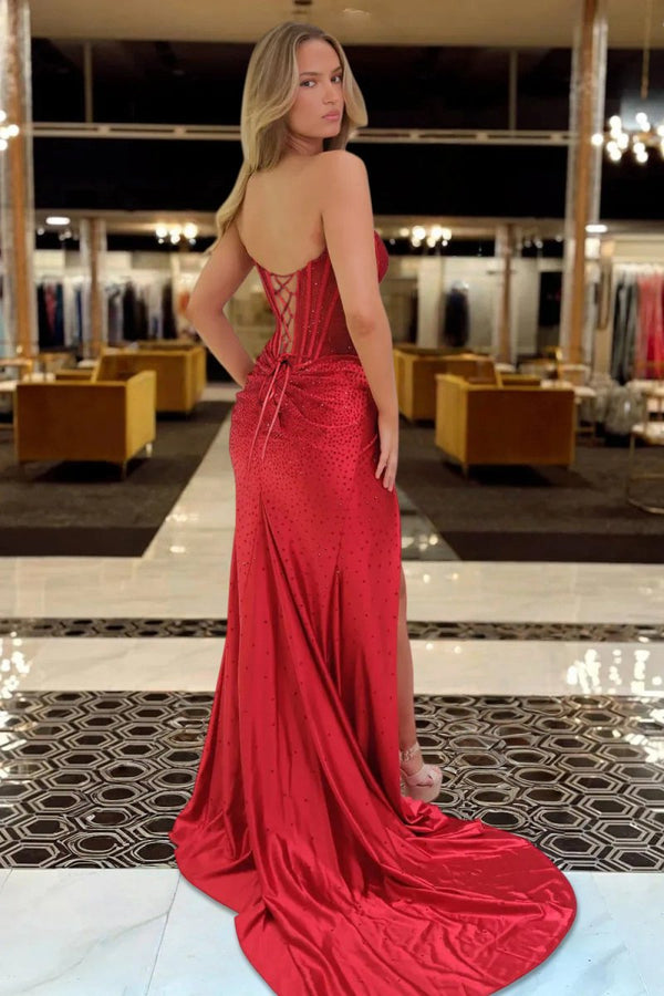 Aurorae | Mermaid Scoop Neck Navy Velvet Long Prom Dresses With Beading - KissProm