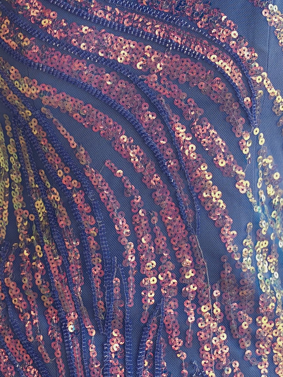 Aurum | Scoop Neck Hot Pink Mermaid Sequins Long Prom Dresses with Beading - KissProm