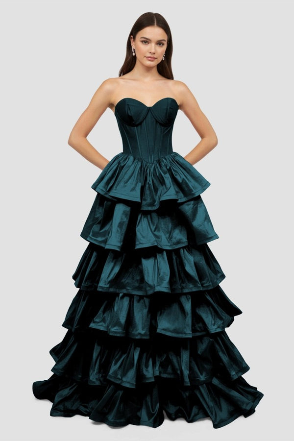 Ausha | Sweetheart Fuchsia Ruffles A - line Prom Dresses - KissProm