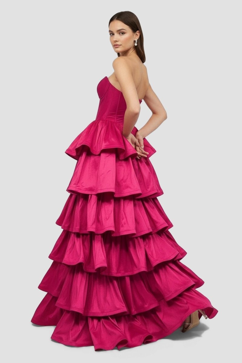 Ausha | Sweetheart Fuchsia Ruffles A - line Prom Dresses - KissProm