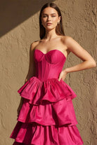 Ausha | Sweetheart Fuchsia Ruffles A - line Prom Dresses - KissProm