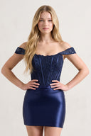 Sheath Off the Shoulder Corset Homecoming Dress - KissProm