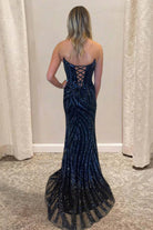 Avenelle | Red - Strapless Mermaid Sequined Long Formal Prom Dresses With Slit - KissProm