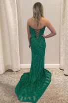 Avenelle | Red - Strapless Mermaid Sequined Long Formal Prom Dresses With Slit - KissProm