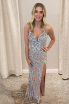 Avenelle | Red - Strapless Mermaid Sequined Long Formal Prom Dresses With Slit - KissProm