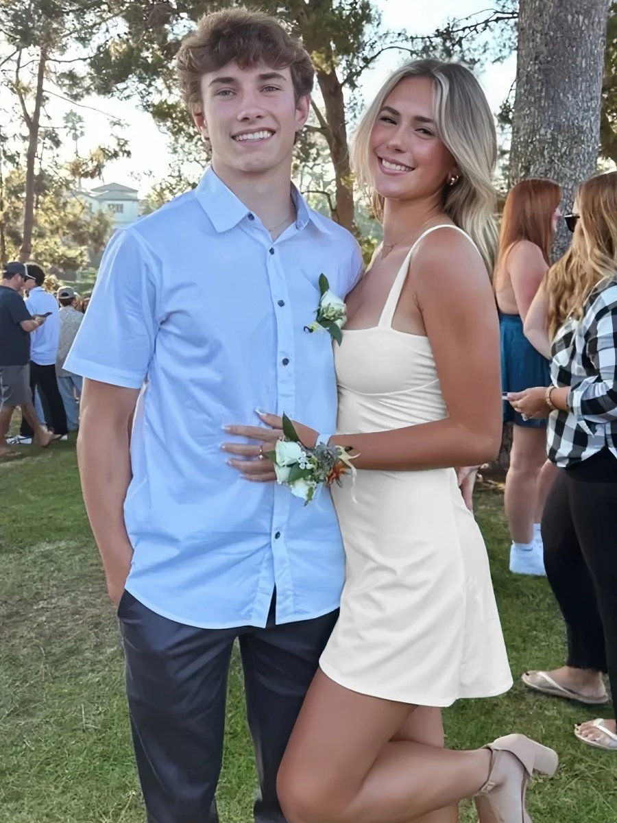 Azel | White - Square Neck Sleeveless A Line Short Cocktail Dresses - KissProm