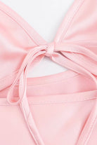 Azlie | Pink Sheath Spaghetti Straps Satin Long Prom Dresses With Keyhole - KissProm