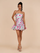 Azucena |  White - Sheath Floral Strapless Beaded Short Homecoming Dresses