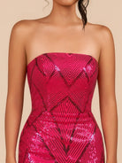 Azuraia | Fuchsia - Strapless Bodycon Sequins Homecoming Dresses With Slit