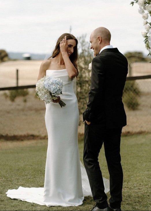 Lilia | Mermaid Satin Sleeveless Wedding Dress With Sweep Train