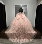 Ball-Gown Pink Tulle Sweetheart Sleeveless Quinceanera Dresses with Bow