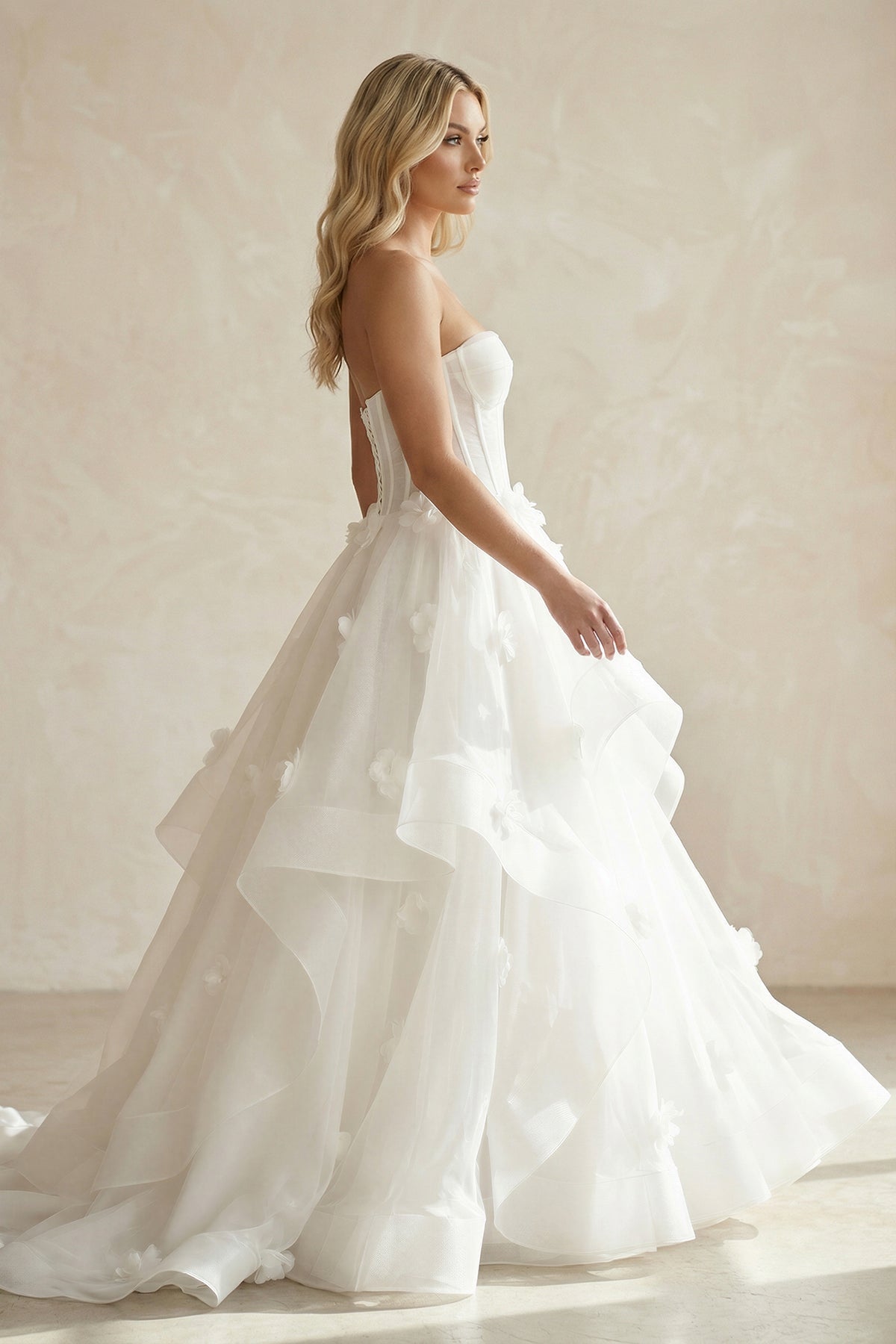 Simple White Corset A-Line Wedding Dress with Appliques, Diamond White / 18 Simple White Corset A-Line Wedding Dress with Appliques, Diamond White / 18