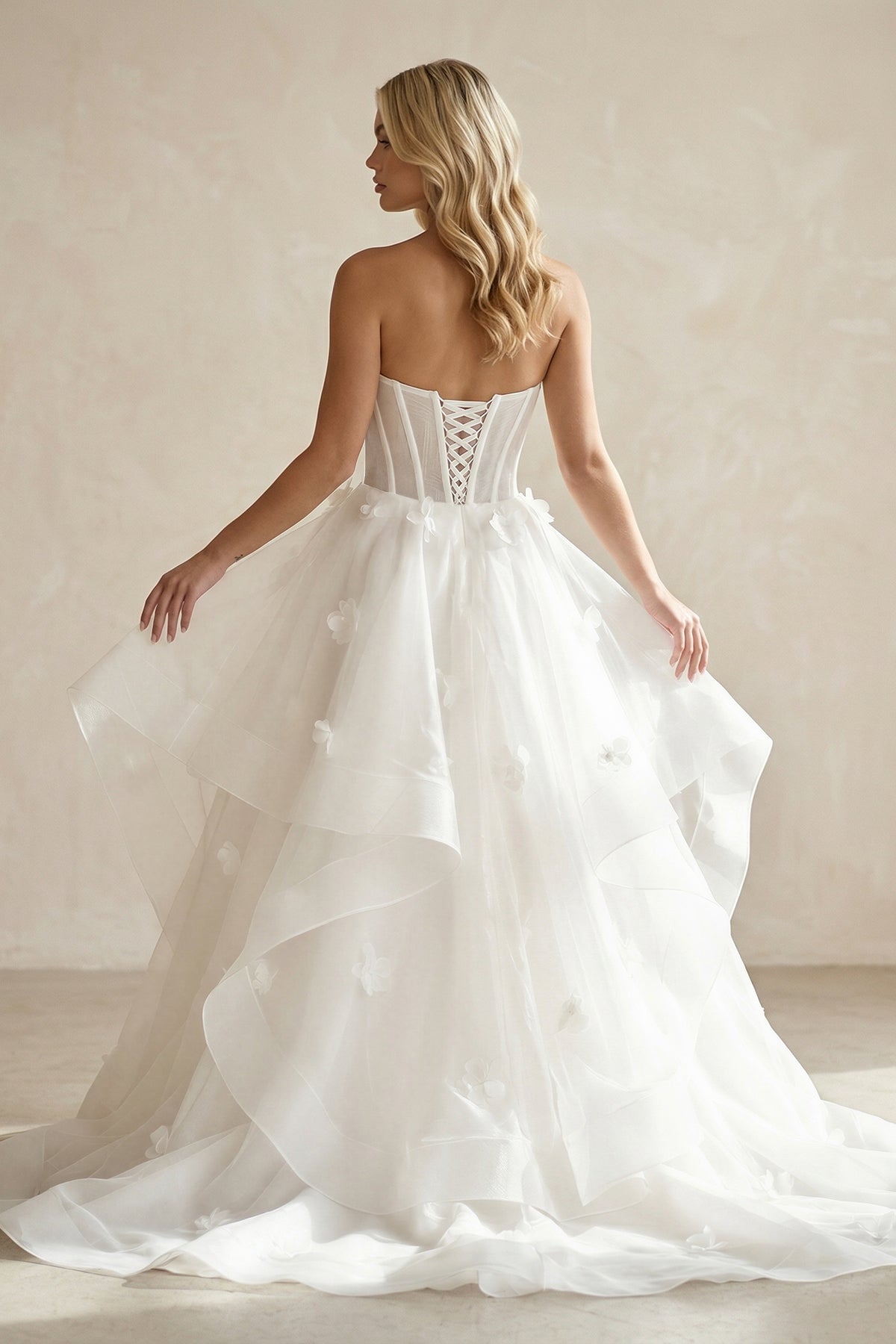 Simple White Corset A-Line Wedding Dress with Appliques, Diamond White / 18 Simple White Corset A-Line Wedding Dress with Appliques, Diamond White / 18
