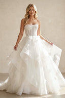 Simple White Corset A-Line Wedding Dress with Appliques – Wedding Dresses by KissProm | Available at KissProm